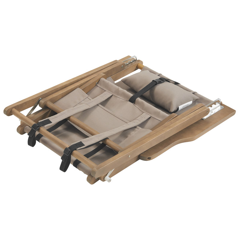 Taupe Eucalyptus Wood Folding Beach Chairs with Arms, Set of 2