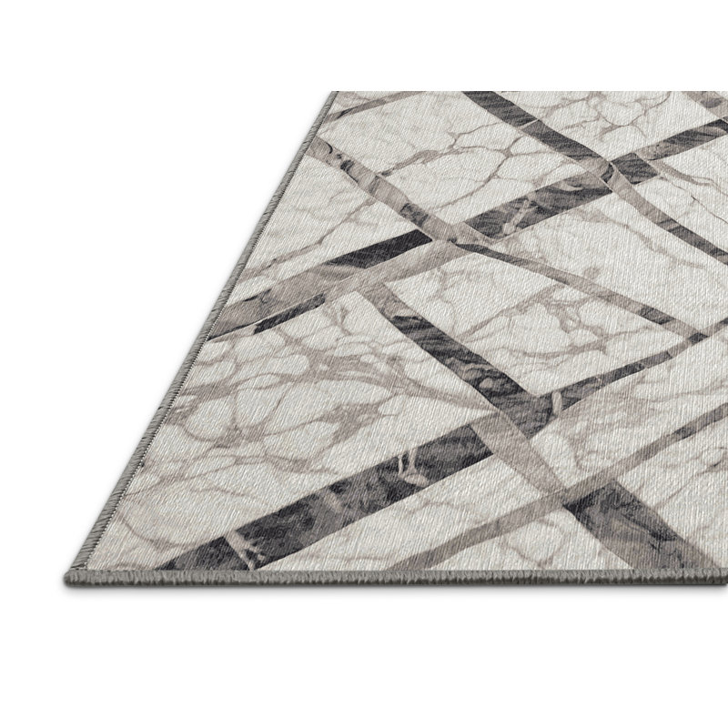 Machine Washable Gray Area Rug, Square 5'