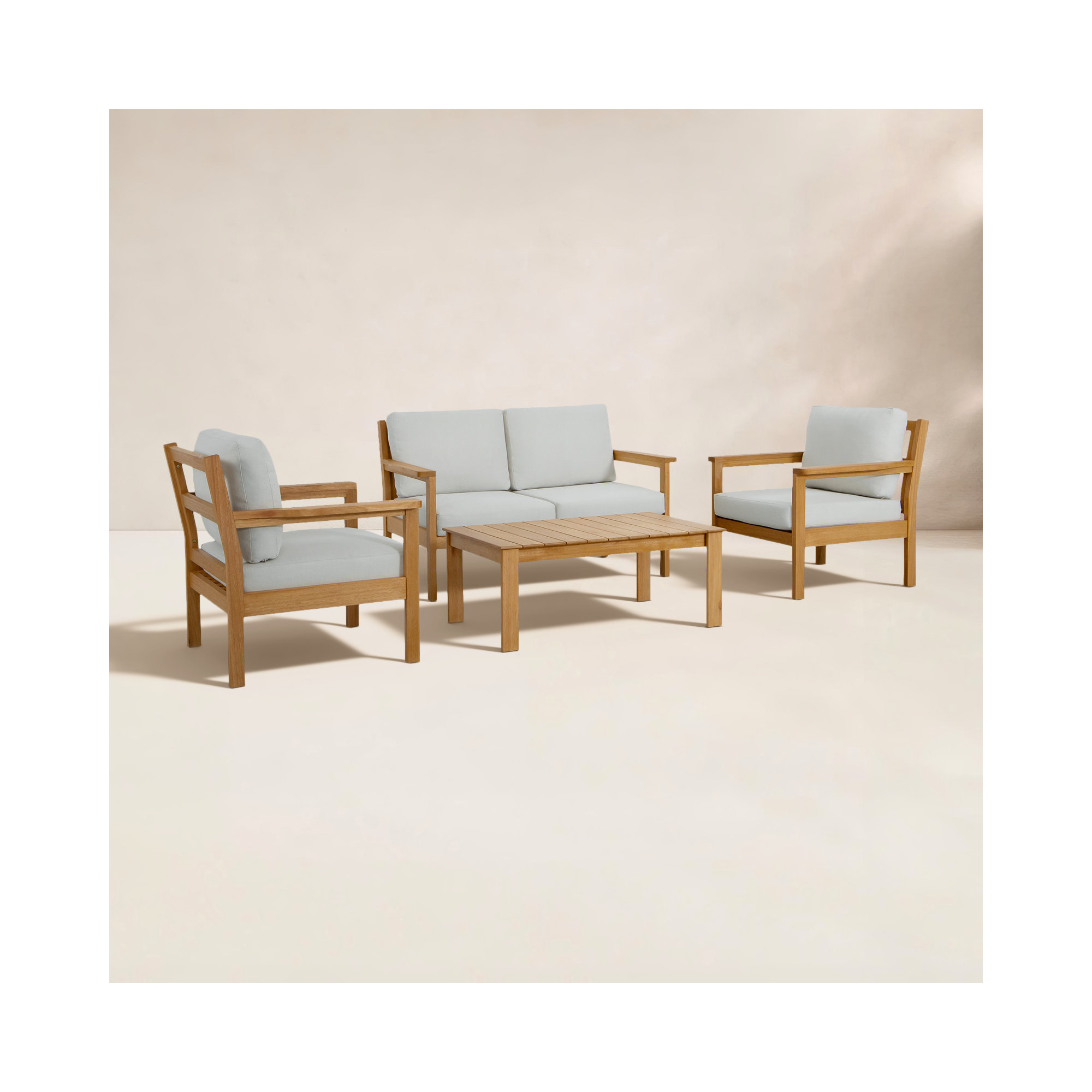 Lanie Eucalyptus Outdoor Sofa Set, White