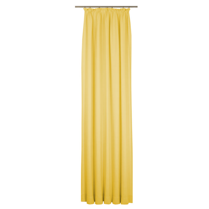 Pearce Synthetic Room Pencil Pleat Curtain, single Panel, opaque, 132cm Width x 255cm Drop, Yellow