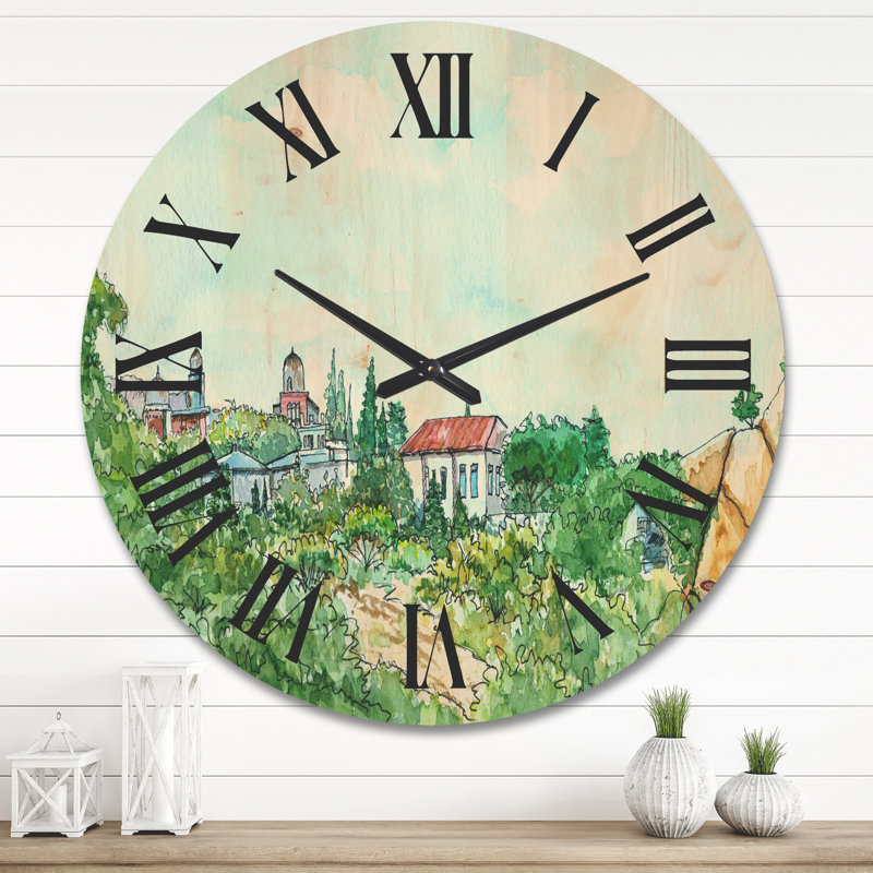 Horloge murale maison avec toit en campagne, Grand
