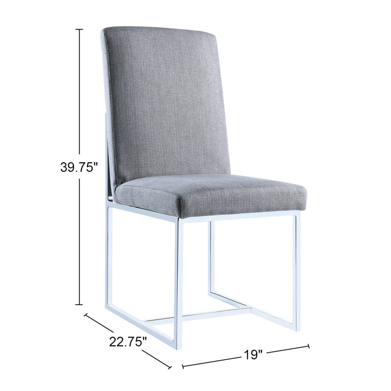De 2 élégantes chaises rembourrées grises avec une structure en métal tendance pour la salle à manger