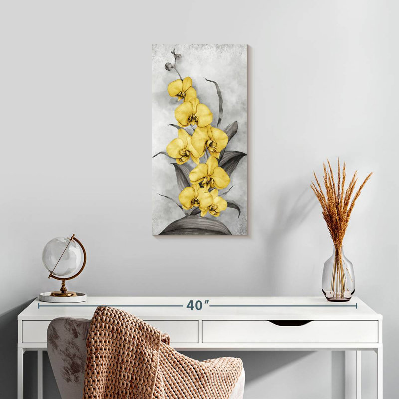 Orchidées jaunes sauvages, H 24 po x l 12 po