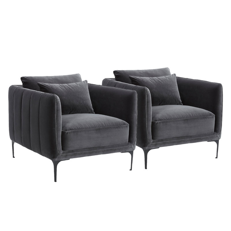 Fauteuil Rae (ensemble de 2), Velours bleu royal Falkirk