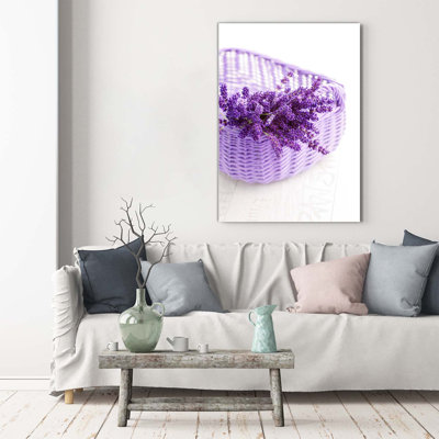 Lavender In A Basket - Wrapped Canvas Print