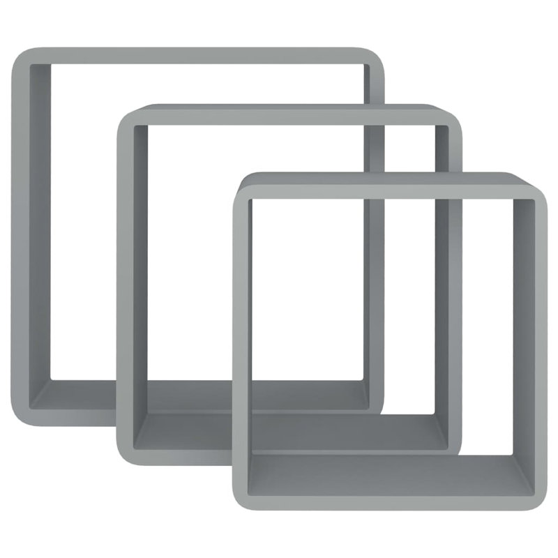 Arsula 3 Piece Wall Shelf Set, 28cm H x 28cm W x 10cm D, Grey