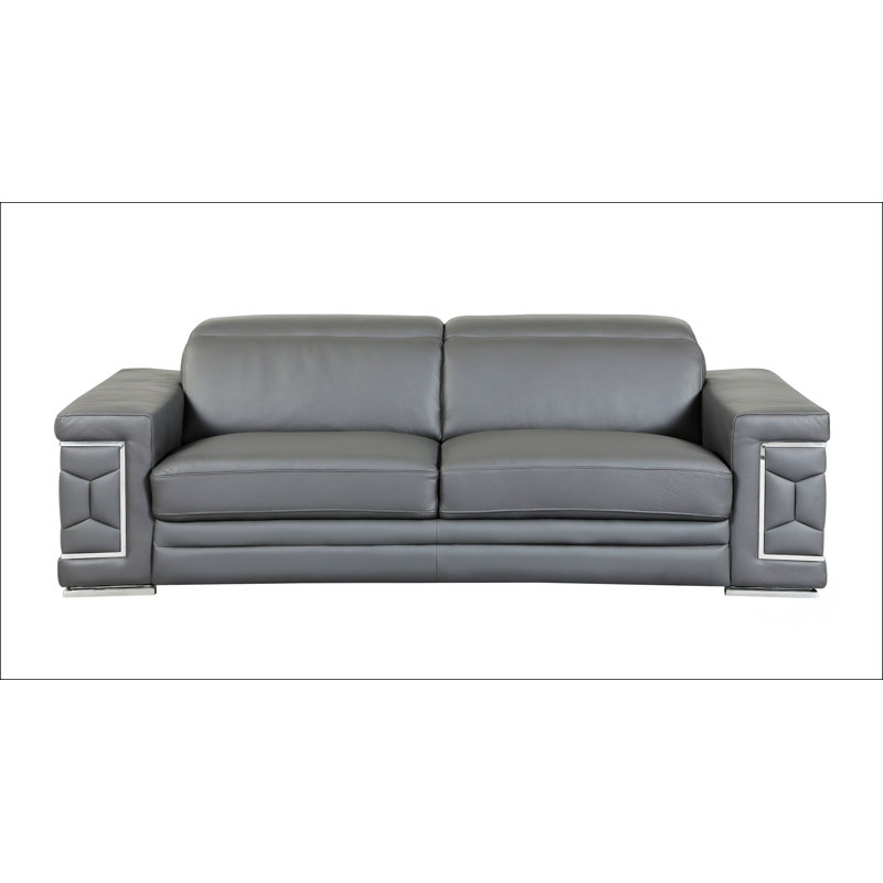 Canapé en cuir italien Top Grain, Gris foncé
