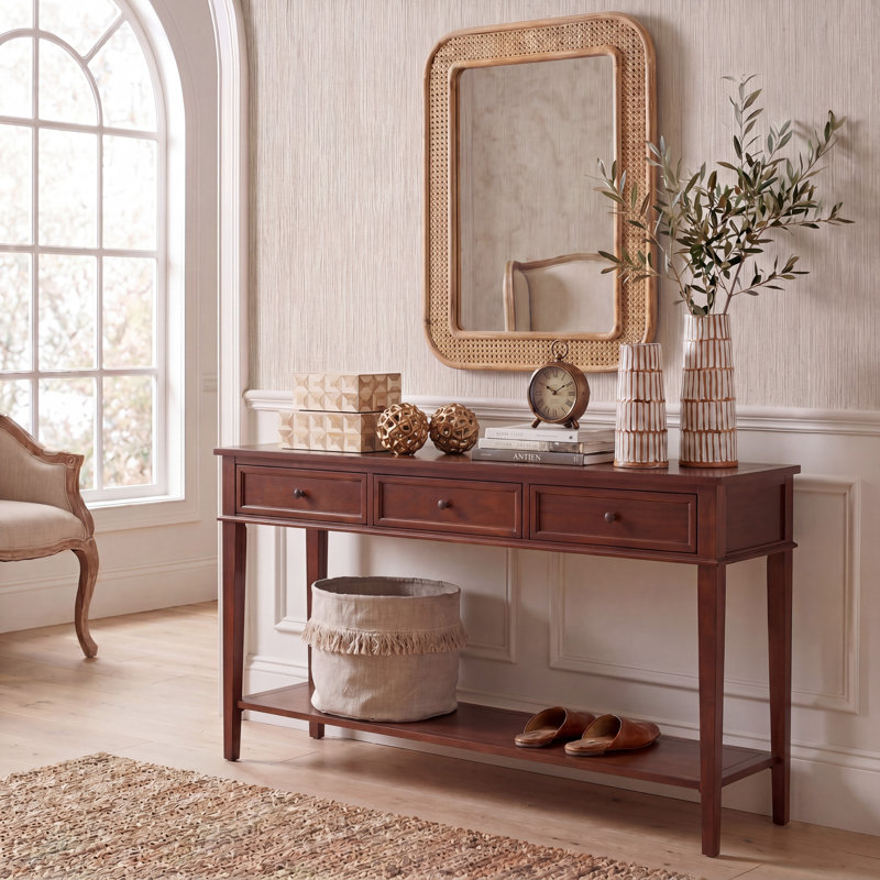 Console en bois de pin 60 po Yelena, Sépia