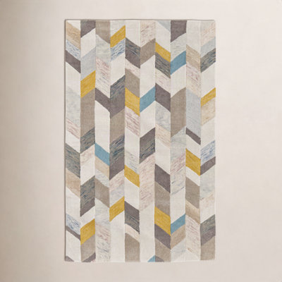 Binada Blue Gray Hand-Tufted Chevron Rug