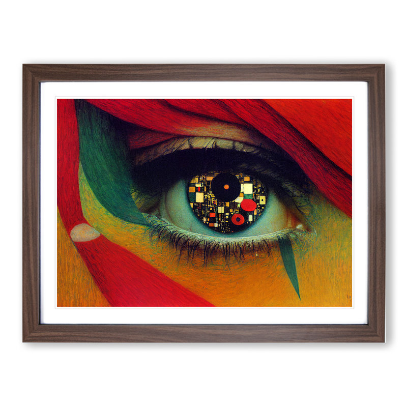 Klimt Human Eye - Single Picture Frame Print, Walnut Framed, 34cm H x 46cm W x 2cm D
