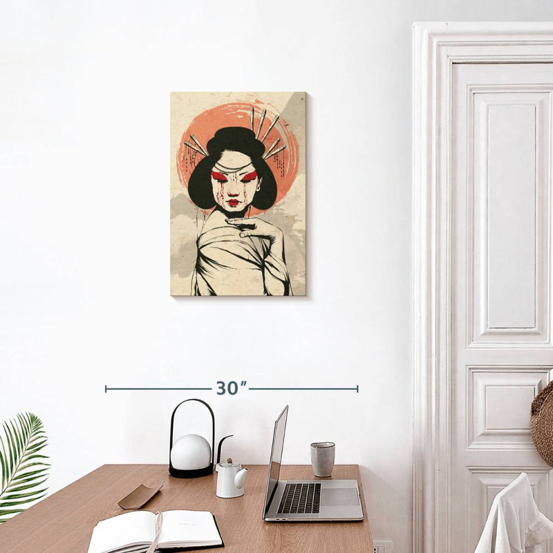 Portrait de femme japonaise Leisha Somber, H 24 po x l 16 po