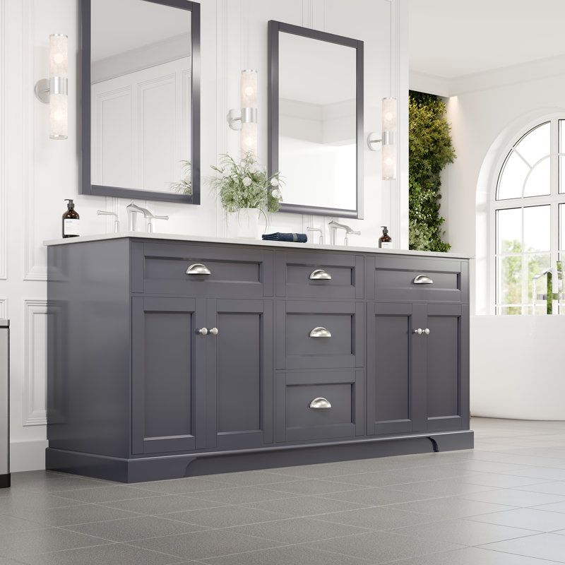 Ensemble de meuble-lavabo double 48 po Valera, Nickel brossé