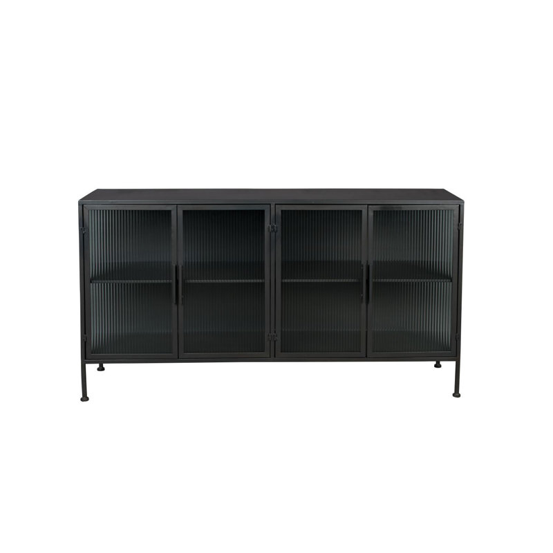Boli 59'' Black Iron and Glass Sideboard
