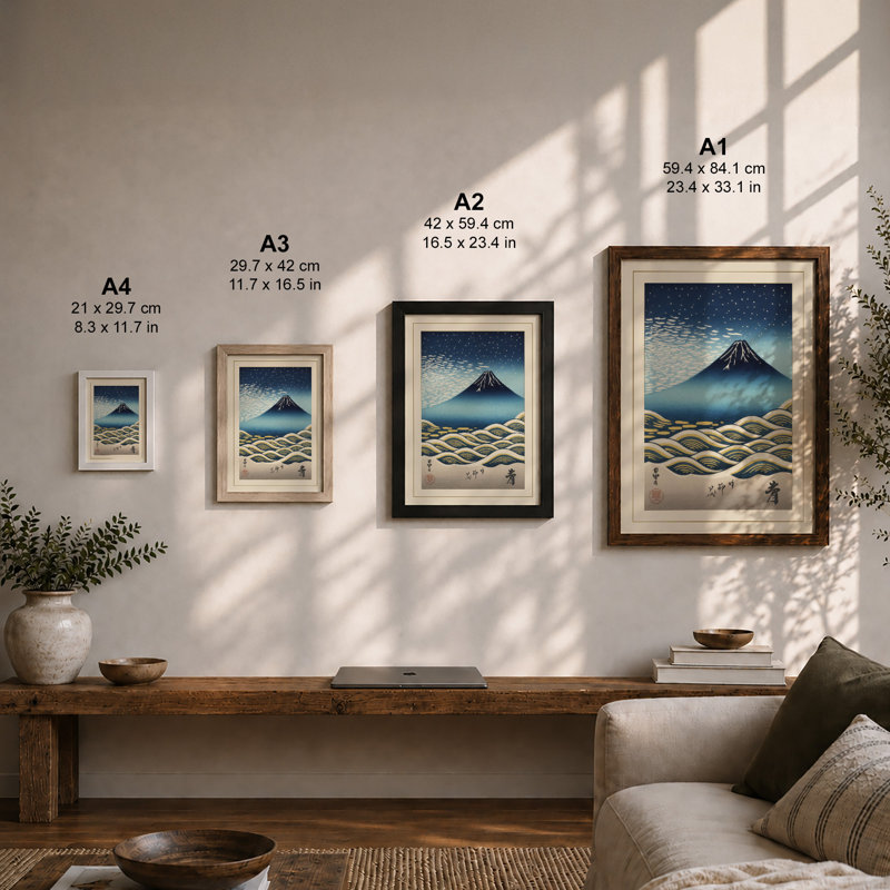 Mount Fuji Among Clouds Japandi - Print, Unframed, A4 - 29.7 x 21.0 cm