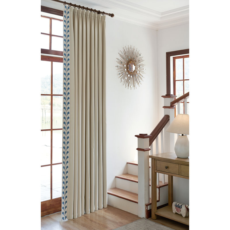Nora Cotton Blend Room Darkening Curtain, Beige, 50" W x 96" L