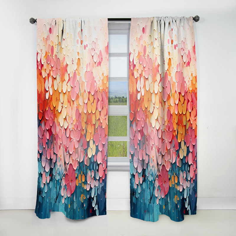 Corail Oasis I - Rideau Paysages abstraits - Velours obscurcissant - 1 panneau, L 52 po x L 120 po