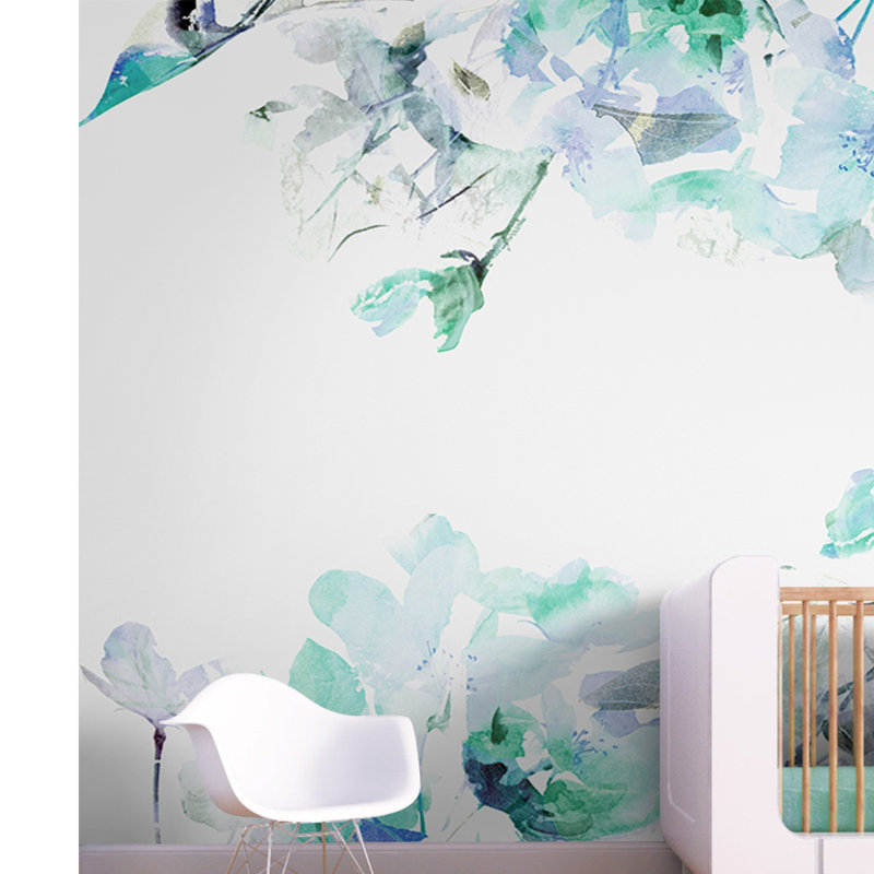 Janine 1.04m x 70cm Matte Wall Mural, 416 x 254cm, Blue