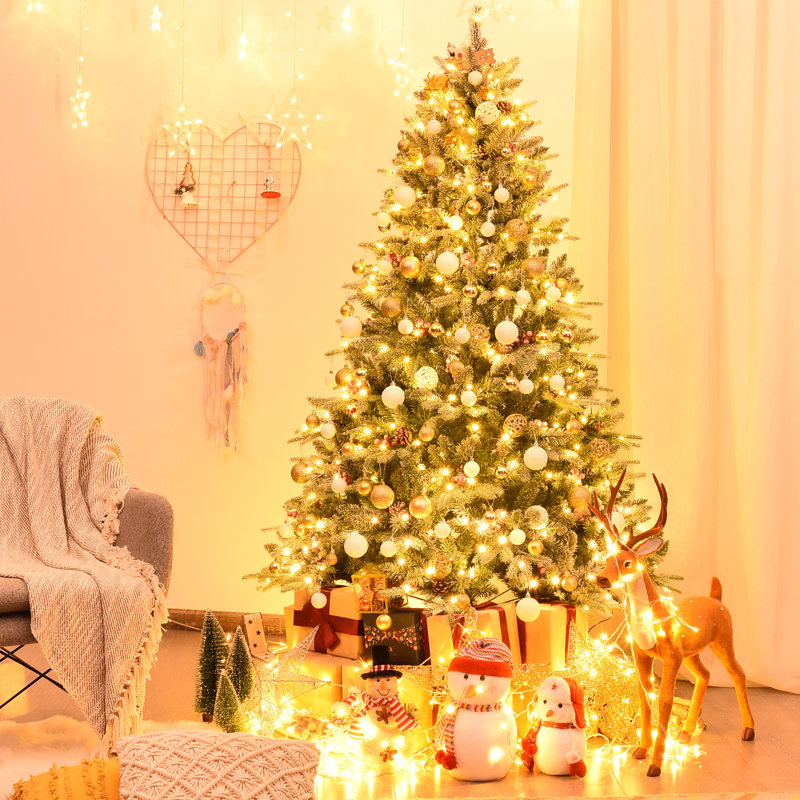 Sapin de Noël artificiel 6,5 'avec 450 lumières blanches