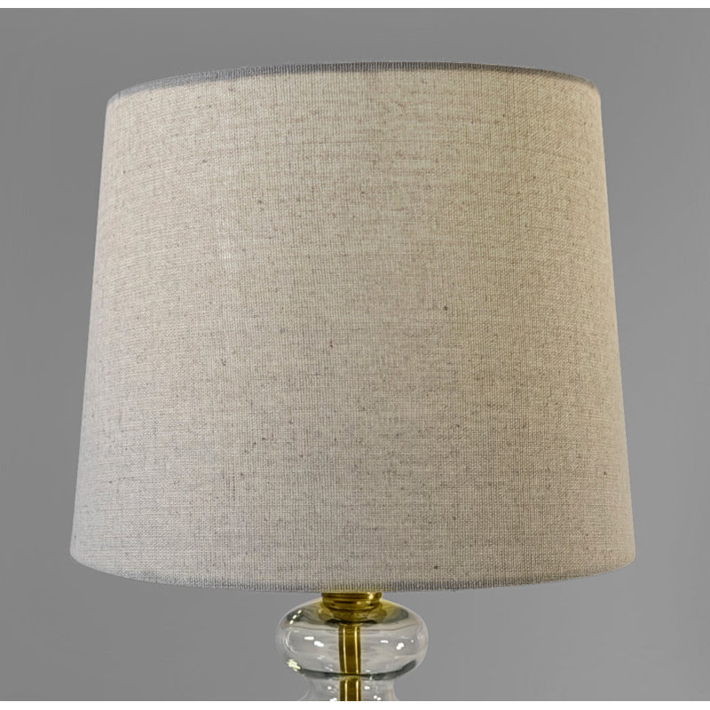 Lampe de table urne en verre laiton - abat-jour avoine