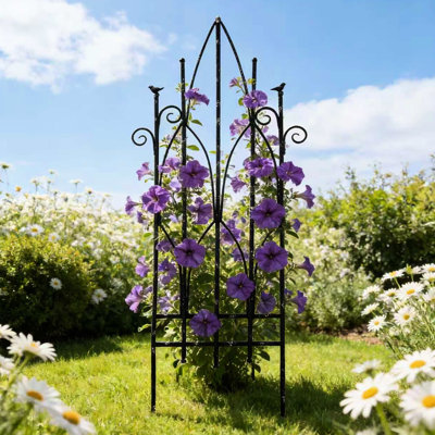 Clôture de jardin en fer, profondeur de 24,69 po, rétro, éloigne les animaux des légumes, treillis pour l'escalade et rouille - style antique, chiens à fleurs, preuve d'escalade