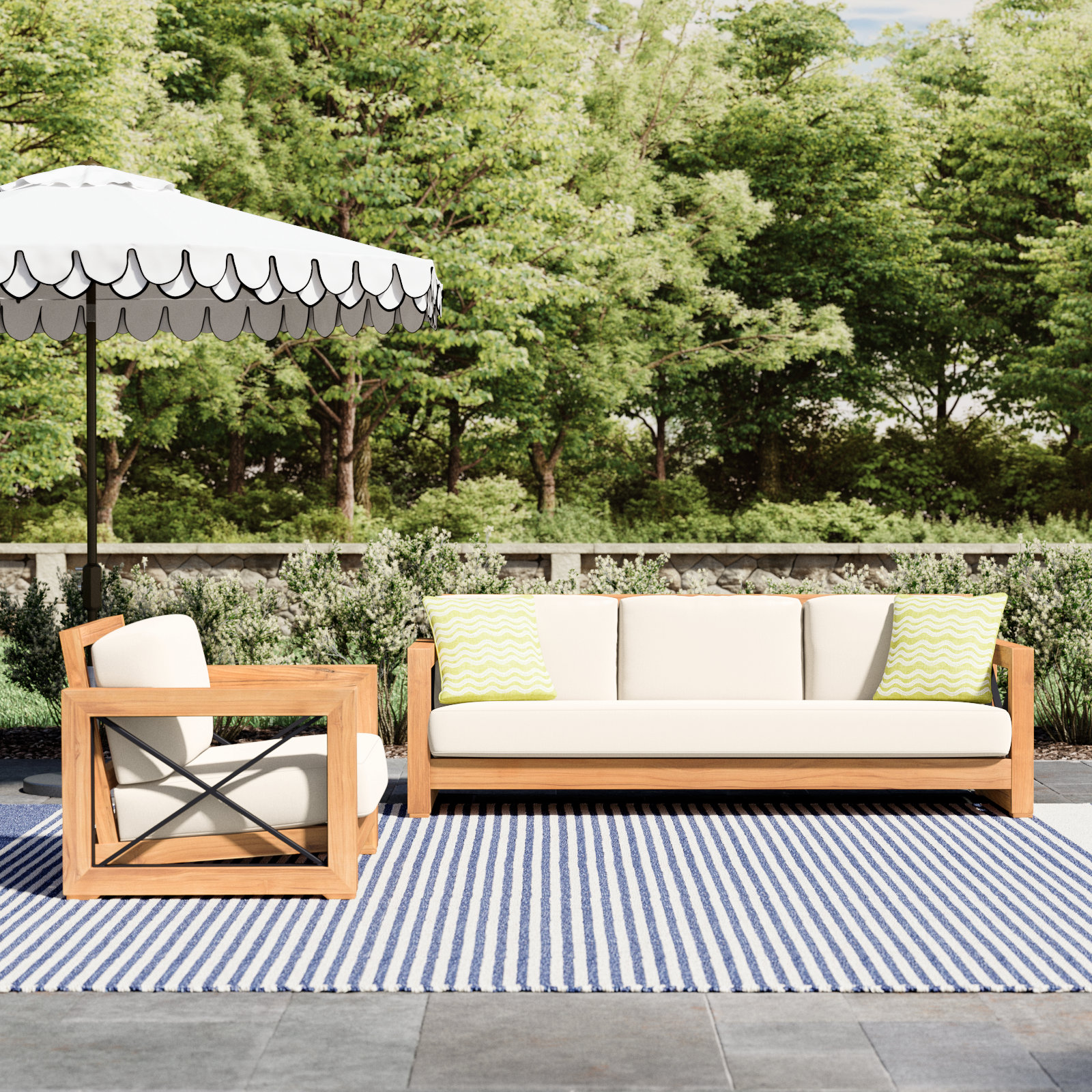 Madeira Teak 4 - Person Patio Conversation Set with Cushions