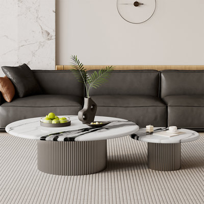 Italian simple round marble coffee table