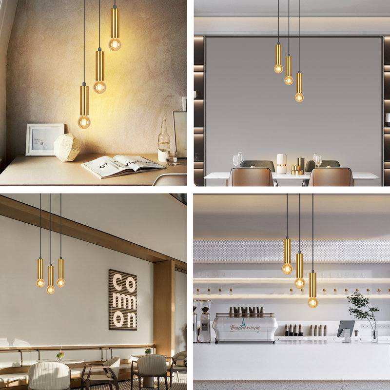 Aiyan 3 - Light Gold Cylinder Pendant