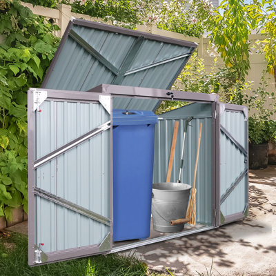 Remise de rangement en acier galvanisé pour l'extérieur - Contient les déchets, le bois de chauffage et le gris pour les poubelles de jardin 2