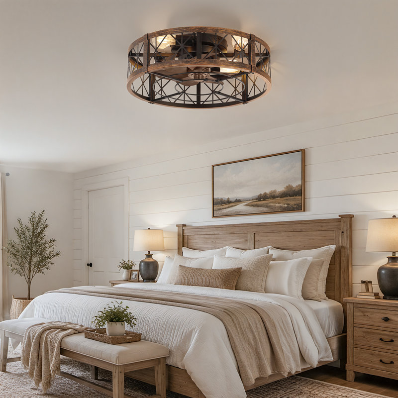  Ventilateur de plafond encastré 20 "avec lumière et télécommande pour chambre à coucher, salon, salle à manger