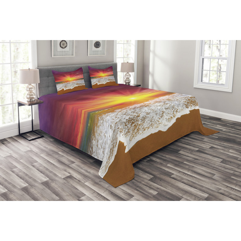 Purple/White/Brown 100% Microfibre Bedspread, 220 x 264 cm