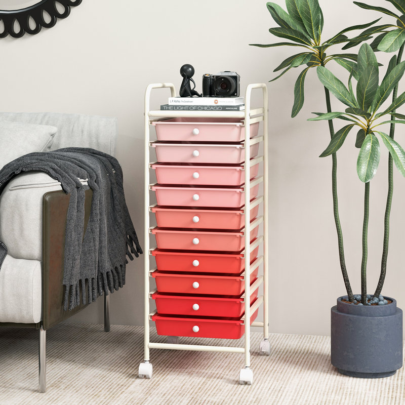 Daveney 10 Drawer Storage Drawer, Red