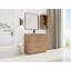 Meuble-lavabo autoportant de 102 cm (40 po) avec lavabo en céramique, 2 portes à fermeture amortie, résistant aux égratignures et à l'eau, poignées inclinées de 114 cm (45 po), étagères réglables, bords arrondis, armoire latérale, charnières en contreplaqué et armoire.