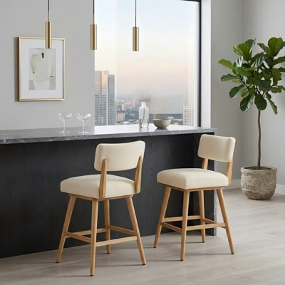 Modern Curved Back Upholstered Counter Stool