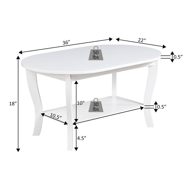 Table basse ovale 36 "avec tablette Carbin, Gris foncé brossé