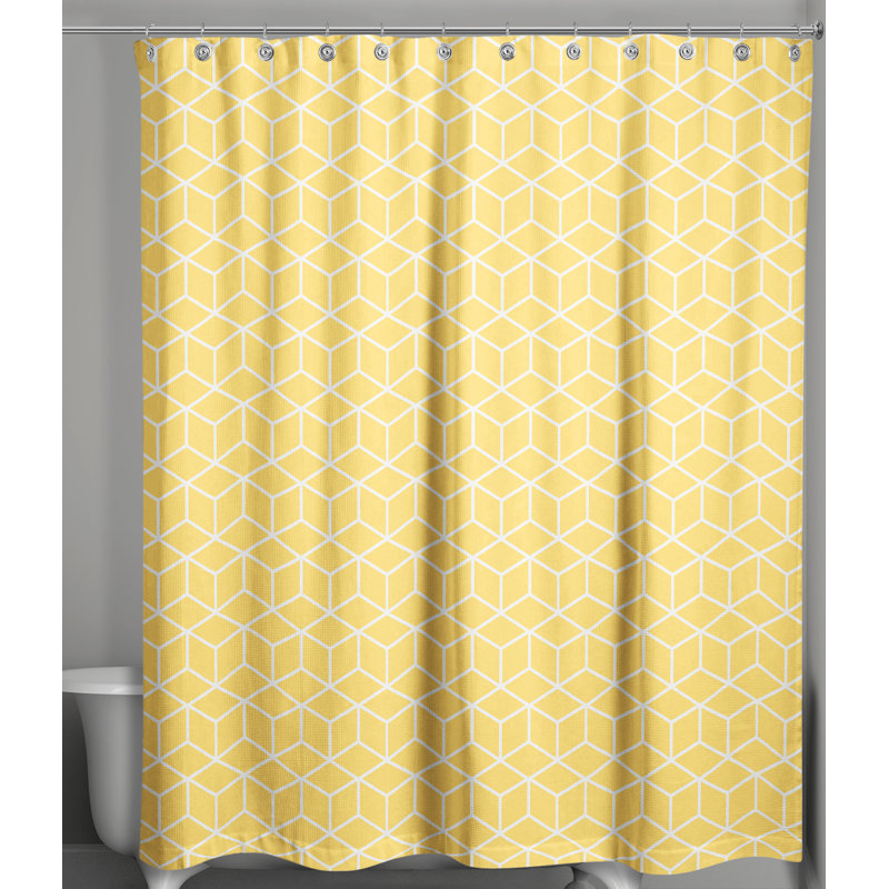 Rideau de douche simple Bakstran, Jaune / Blanc
