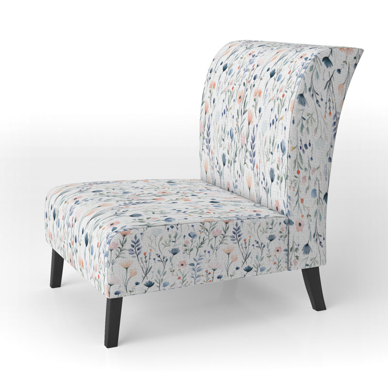 Fauteuil de chambre à fleurs bleu et vert Meadow, Pantoufle sans accoudoirs