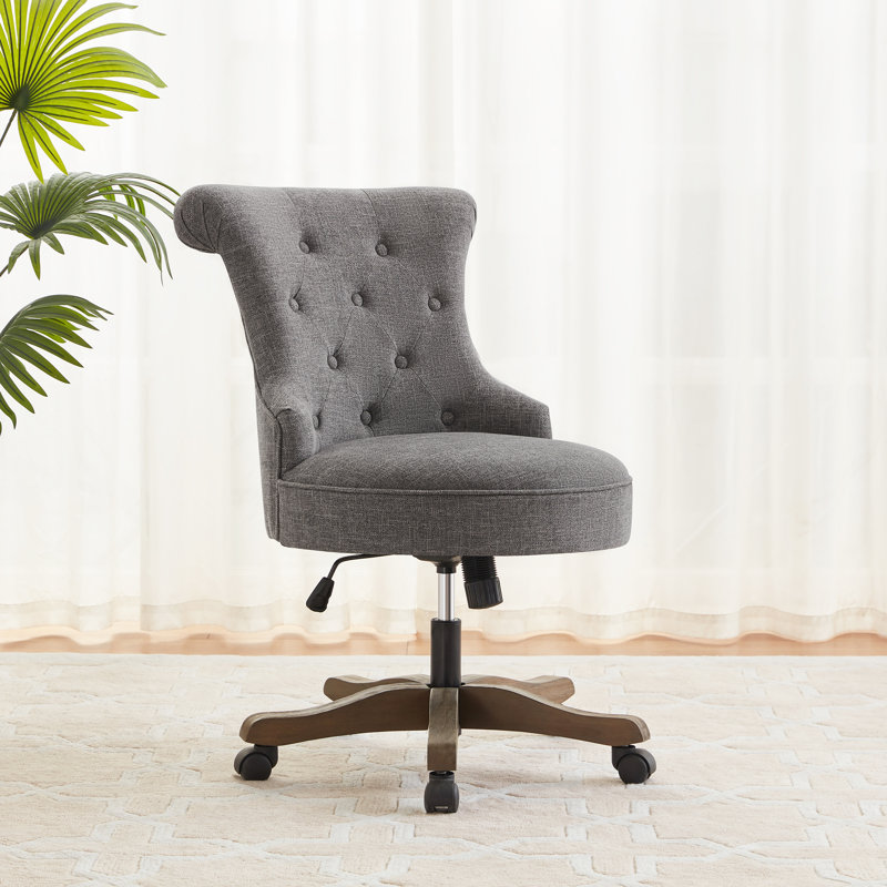 Asyra Wide Back Tufted Swivel Task Chair, Gray