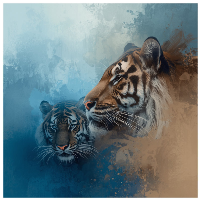 Rideaux de fenêtre Tigers In Abstract Art, 50 po x 80 po - 1 panneau, Blockout