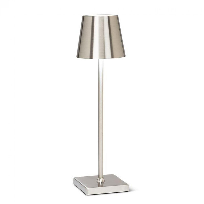 Lampe de table à DEL vert printanier avec abat-jour classique, Argent mat