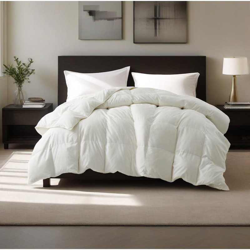 All Season Comforter – Premium Goose Feather & Down Fiber Duvet Insert, Twin