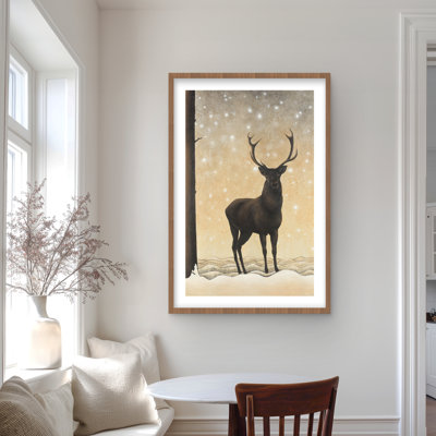Roe Deer in Winter - Snow Livingroom, reproduction encadrée
