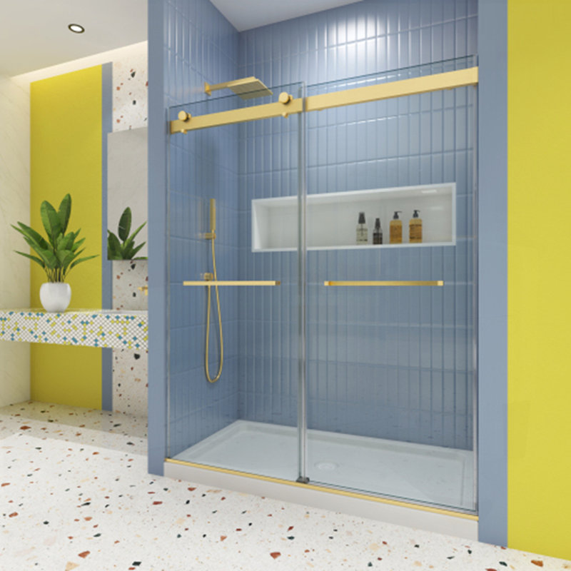 Bypass shower door, sliding door, Brushed Gold