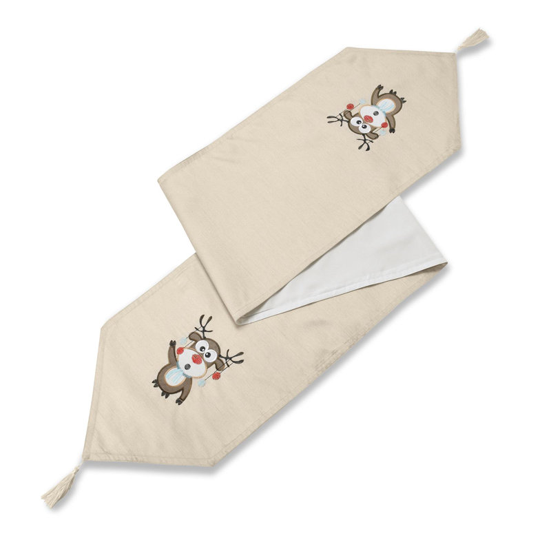 Roy Christmas Rudolph Embroidered Table Runner, 33cm W x 183cm L