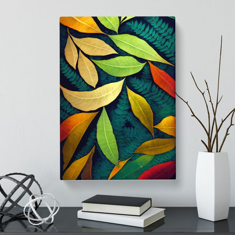 Winscombe Fern Leaf Expressionism - Wrapped Canvas Print, 50cm H x 35cm W x 3cm D