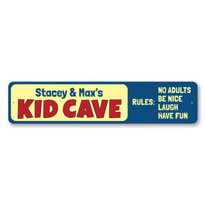 Kid Cave Rules Sign - 4" X 18"