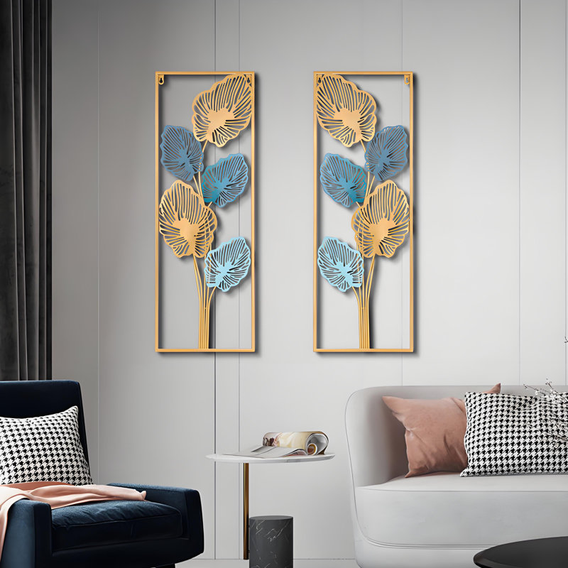Décoration murale dorée en feuille d'or, décoration murale en fer de style chinois moderne pour la décoration intérieure