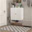 Armoire à chaussures à double porte Grid, trois compartiments réglables pour un rangement flexible, compartiment à langer creux suspendu, conception inférieure à 15 cm résistante à l'humidité-1311113820