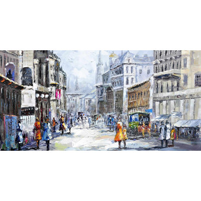 Busy street by a cloudy day - 15.75"x31.50" Desk mat