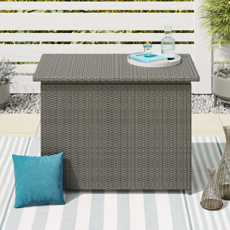  Kristiana 46.46'' W 127 Gallons Wicker / Rattan Outdoor Deck Box, Dark Gray