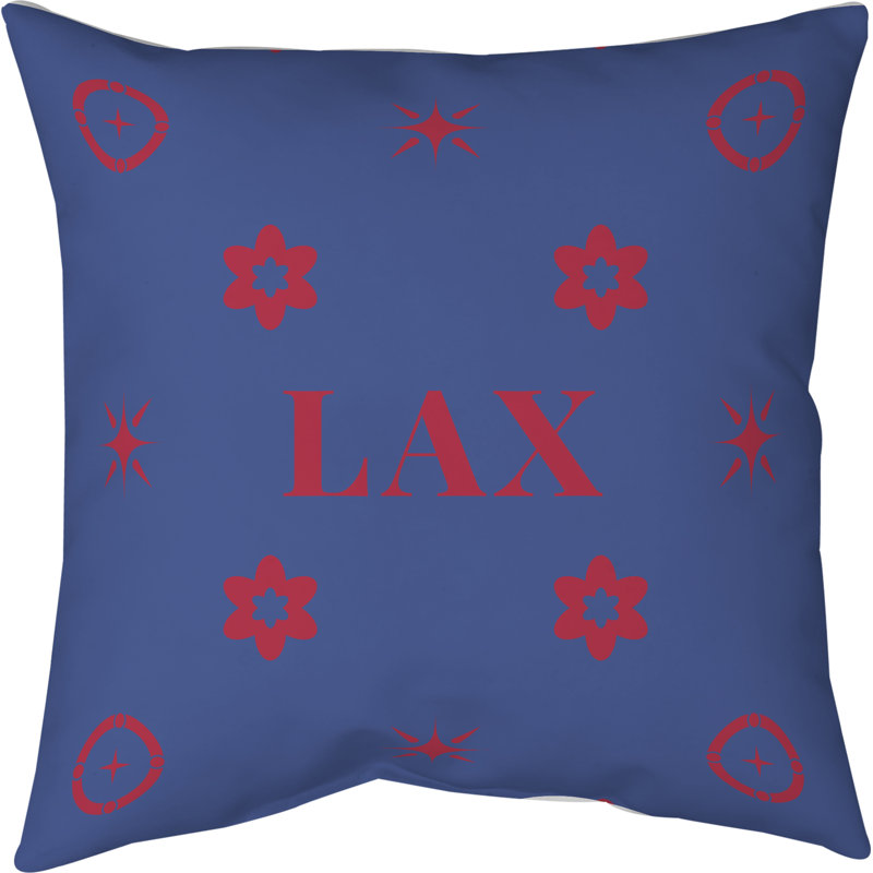 Coussin en coton Los Angeles, Los Angeles - rouge / bleu / blanc, H 14 po x l 14 po